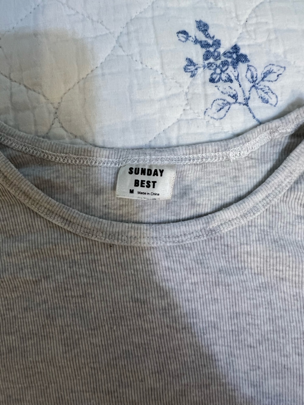 Sunday Best Light Gray Ribbed Tee - Picture 2 of 2